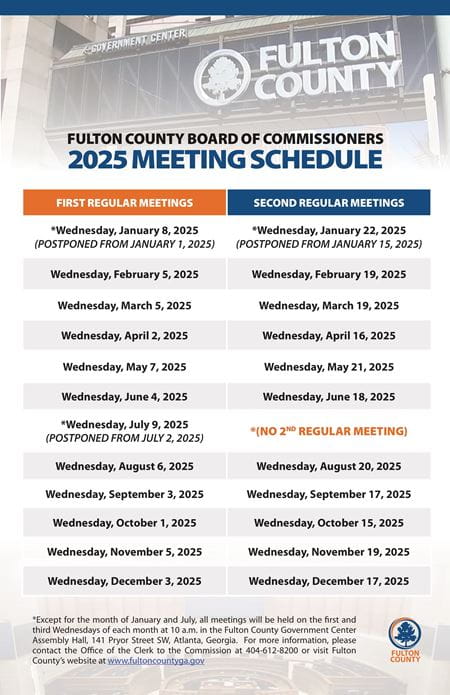 Board of Commissioners 2025 Meeting Calendar 