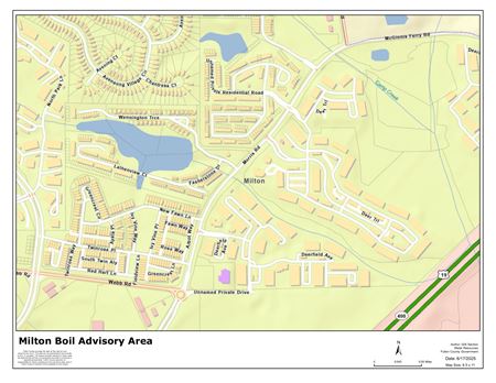 Boil water advisory area in North Fulton due to water main break.