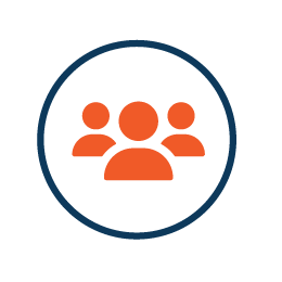 three orange people